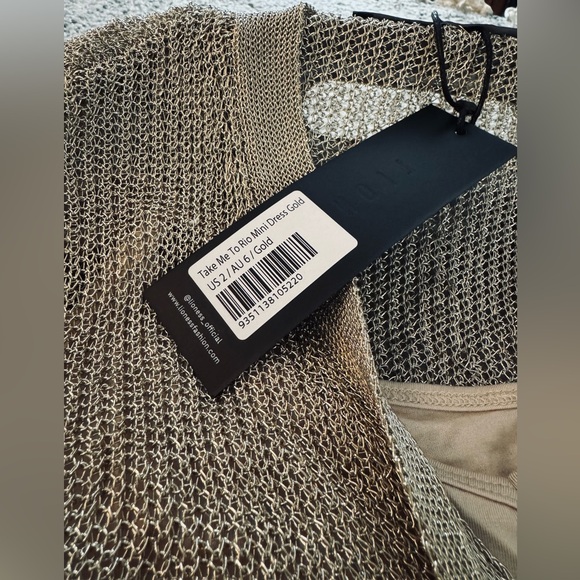 Lioness Take Me to Rio mini dress, long-sleeve, gold, size 2/XS - Picture 2 of 5